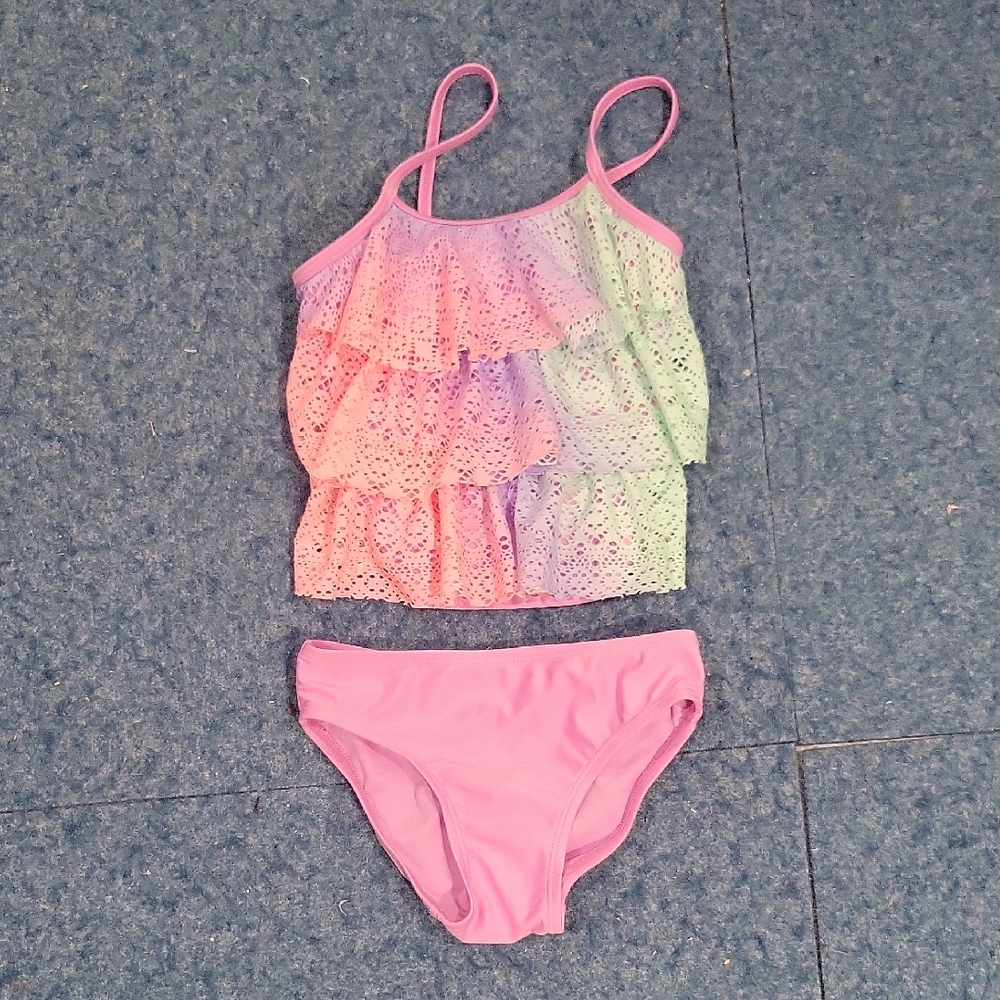 Girls Breaking Waves Tankini, Size 6/6x